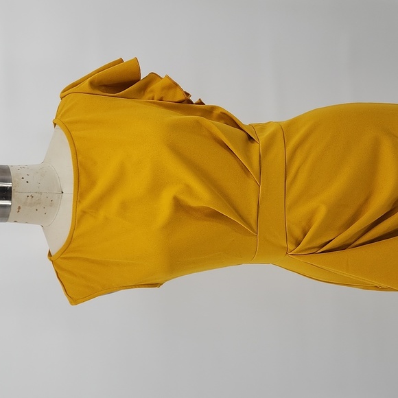 Miusol Ruffled Trim Slit Hem Midi Yellow Dress Size M - Picture 2 of 9